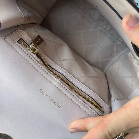 Michael Kors Carmen Jet Set Selma Brown and Cream Satchel with Structured Silhou - Picture 7 of 9